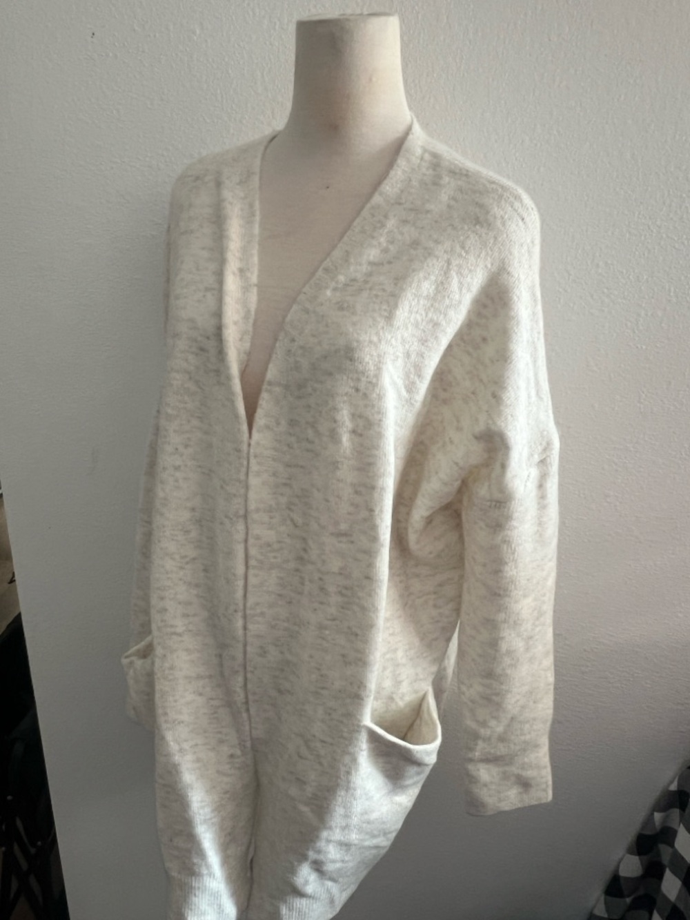 Buffalo David Bitton Cream Open-Front V-Neck Cardigan